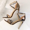 image:imageHee grand Women High Heels Sandals Sexy Open Toe Ankle Strap Fashion Stiletto Patent leather Wedding Party Dress HeelsBronze