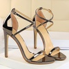 image:imageHee grand Women High Heels Sandals Sexy Open Toe Ankle Strap Fashion Stiletto Patent leather Wedding Party Dress HeelsBronze