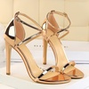 image:imageHee grand Women High Heels Sandals Sexy Open Toe Ankle Strap Fashion Stiletto Patent leather Wedding Party Dress HeelsChampagne