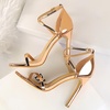 image:imageHee grand Women High Heels Sandals Sexy Open Toe Ankle Strap Fashion Stiletto Patent leather Wedding Party Dress HeelsChampagne