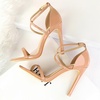image:imageHee grand Women High Heels Sandals Sexy Open Toe Ankle Strap Fashion Stiletto Patent leather Wedding Party Dress HeelsPink