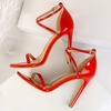 image:imageHee grand Women High Heels Sandals Sexy Open Toe Ankle Strap Fashion Stiletto Patent leather Wedding Party Dress HeelsRed