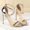 image:imageHee grand Women High Heels Sandals Sexy Open Toe Ankle Strap Fashion Stiletto Patent leather Wedding Party Dress HeelsSilver