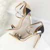 image:imageHee grand Women High Heels Sandals Sexy Open Toe Ankle Strap Fashion Stiletto Patent leather Wedding Party Dress HeelsSilver