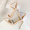 image:imageHee grand Women High Heels Sandals Sexy Open Toe Ankle Strap Fashion Stiletto Patent leather Wedding Party Dress HeelsWhite