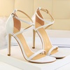 image:imageHee grand Women High Heels Sandals Sexy Open Toe Ankle Strap Fashion Stiletto Patent leather Wedding Party Dress HeelsWhite
