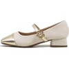 image:imageHee grand Women Low Heel Mary Jane Shoes Closed Square Toe Ankle Strap Buckle Chunky Block Heels Comfortable Low Heel Dress Shoes Pumps for OfficeBeige