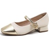 image:imageHee grand Women Low Heel Mary Jane Shoes Closed Square Toe Ankle Strap Buckle Chunky Block Heels Comfortable Low Heel Dress Shoes Pumps for OfficeBeige
