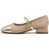 image:imageHee grand Women Low Heel Mary Jane Shoes Closed Square Toe Ankle Strap Buckle Chunky Block Heels Comfortable Low Heel Dress Shoes Pumps for OfficeKhaki