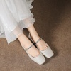 image:imageHee grand Women Mary Jane Flats Shoes Square Toe Satin Dress Shoes Comfortable Casual Ballet Flats461apricot