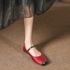 image:imageHee grand Women Mary Jane Flats Shoes Square Toe Satin Dress Shoes Comfortable Casual Ballet Flats461red