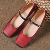 image:imageHee grand Women Mary Jane Flats Shoes Square Toe Satin Dress Shoes Comfortable Casual Ballet Flats461red