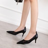 image:imageHee grand Women Mid Heels Pointed Toe Pump Small Heels Office Shoes for Work Sexy Mesh Lace Wedding Party Dress Shoes1black