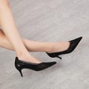 image:imageHee grand Women Mid Heels Pointed Toe Pump Small Heels Office Shoes for Work Sexy Mesh Lace Wedding Party Dress Shoes1black