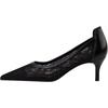 image:imageHee grand Women Mid Heels Pointed Toe Pump Small Heels Office Shoes for Work Sexy Mesh Lace Wedding Party Dress Shoes1black