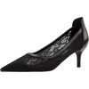 image:imageHee grand Women Mid Heels Pointed Toe Pump Small Heels Office Shoes for Work Sexy Mesh Lace Wedding Party Dress Shoes1black