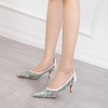 image:imageHee grand Women Mid Heels Pointed Toe Pump Small Heels Office Shoes for Work Sexy Mesh Lace Wedding Party Dress Shoes1green