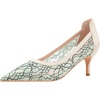 image:imageHee grand Women Mid Heels Pointed Toe Pump Small Heels Office Shoes for Work Sexy Mesh Lace Wedding Party Dress Shoes1green
