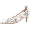 image:imageHee grand Women Mid Heels Pointed Toe Pump Small Heels Office Shoes for Work Sexy Mesh Lace Wedding Party Dress Shoes1white