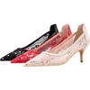image:imageHee grand Women Mid Heels Pointed Toe Pump Small Heels Office Shoes for Work Sexy Mesh Lace Wedding Party Dress Shoes2apricot