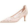 image:imageHee grand Women Mid Heels Pointed Toe Pump Small Heels Office Shoes for Work Sexy Mesh Lace Wedding Party Dress Shoes2apricot