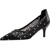 image:imageHee grand Women Mid Heels Pointed Toe Pump Small Heels Office Shoes for Work Sexy Mesh Lace Wedding Party Dress Shoes2black