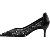 image:imageHee grand Women Mid Heels Pointed Toe Pump Small Heels Office Shoes for Work Sexy Mesh Lace Wedding Party Dress Shoes2black