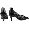 image:imageHee grand Women Mid Heels Pointed Toe Pump Small Heels Office Shoes for Work Sexy Mesh Lace Wedding Party Dress Shoes2black