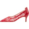 image:imageHee grand Women Mid Heels Pointed Toe Pump Small Heels Office Shoes for Work Sexy Mesh Lace Wedding Party Dress Shoes2red