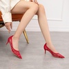 image:imageHee grand Women Mid Heels Pointed Toe Pump Small Heels Office Shoes for Work Sexy Mesh Lace Wedding Party Dress Shoes2red