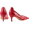 image:imageHee grand Women Mid Heels Pointed Toe Pump Small Heels Office Shoes for Work Sexy Mesh Lace Wedding Party Dress Shoes2red
