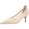 image:imageHee grand Women Mid Heels Pointed Toe Pump Small Heels Office Shoes for Work Sexy Mesh Lace Wedding Party Dress Shoes3apricot