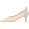 image:imageHee grand Women Mid Heels Pointed Toe Pump Small Heels Office Shoes for Work Sexy Mesh Lace Wedding Party Dress Shoes3apricot
