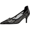 image:imageHee grand Women Mid Heels Pointed Toe Pump Small Heels Office Shoes for Work Sexy Mesh Lace Wedding Party Dress Shoes3black