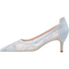 image:imageHee grand Women Mid Heels Pointed Toe Pump Small Heels Office Shoes for Work Sexy Mesh Lace Wedding Party Dress Shoes3blue