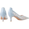 image:imageHee grand Women Mid Heels Pointed Toe Pump Small Heels Office Shoes for Work Sexy Mesh Lace Wedding Party Dress Shoes3blue