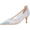 image:imageHee grand Women Mid Heels Pointed Toe Pump Small Heels Office Shoes for Work Sexy Mesh Lace Wedding Party Dress Shoes3blue