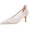 image:imageHee grand Women Mid Heels Pointed Toe Pump Small Heels Office Shoes for Work Sexy Mesh Lace Wedding Party Dress Shoes4apricot