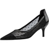 image:imageHee grand Women Mid Heels Pointed Toe Pump Small Heels Office Shoes for Work Sexy Mesh Lace Wedding Party Dress Shoes4black