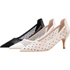 image:imageHee grand Women Mid Heels Pointed Toe Pump Small Heels Office Shoes for Work Sexy Mesh Lace Wedding Party Dress Shoes4white