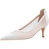 image:imageHee grand Women Mid Heels Pointed Toe Pump Small Heels Office Shoes for Work Sexy Mesh Lace Wedding Party Dress Shoes4white