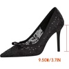 image:imageHee grand Women Sexy Pointed Toe Lace High Heels Comfort Work Pumps Ladies Stilettos Bridal Dress Shoes for WeddingYbow Black
