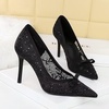 image:imageHee grand Women Sexy Pointed Toe Lace High Heels Comfort Work Pumps Ladies Stilettos Bridal Dress Shoes for WeddingYbow Black