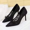 image:imageHee grand Women Sexy Pointed Toe Lace High Heels Comfort Work Pumps Ladies Stilettos Bridal Dress Shoes for WeddingYbow Black