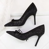 image:imageHee grand Women Sexy Pointed Toe Lace High Heels Comfort Work Pumps Ladies Stilettos Bridal Dress Shoes for WeddingYbow Black