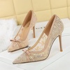 image:imageHee grand Women Sexy Pointed Toe Lace High Heels Comfort Work Pumps Ladies Stilettos Bridal Dress Shoes for WeddingYbow Champagne
