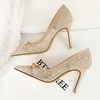 image:imageHee grand Women Sexy Pointed Toe Lace High Heels Comfort Work Pumps Ladies Stilettos Bridal Dress Shoes for WeddingYbow Champagne