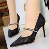 image:imageHee grand Women Sexy Pointed Toe Lace High Heels Comfort Work Pumps Ladies Stilettos Bridal Dress Shoes for WeddingZrhinestone Black