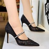 image:imageHee grand Women Sexy Pointed Toe Lace High Heels Comfort Work Pumps Ladies Stilettos Bridal Dress Shoes for WeddingZrhinestone Black