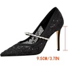 image:imageHee grand Women Sexy Pointed Toe Lace High Heels Comfort Work Pumps Ladies Stilettos Bridal Dress Shoes for WeddingZrhinestone Black